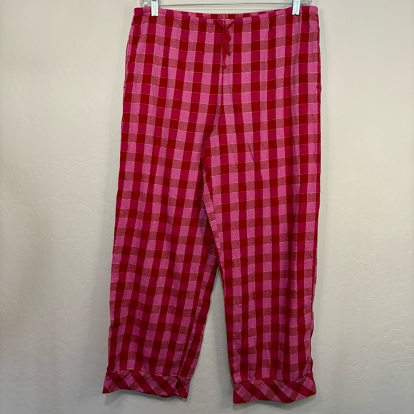 VICTORIAS SECRET Matching Pajama Set Long Sleeve Pants Pink Plaid Size Large - Picture 13 of 16